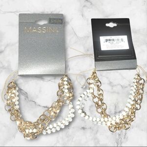 Nwt Massini Gold/Blue/Clear Tie Adjustable Bracelet